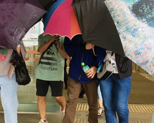 被告曾嘉朗(藍衣者)。 資料圖片