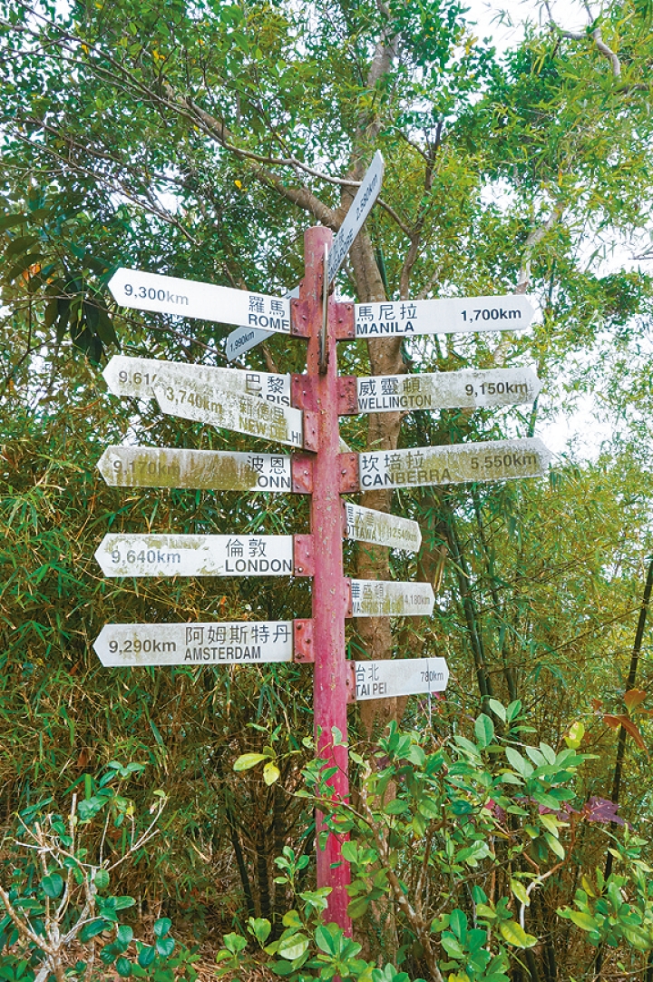 在炮台範圍可看到顯示世界主要城市方向及距離的指示牌。