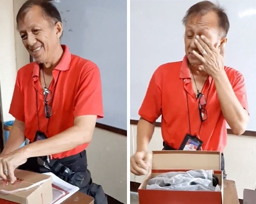 菲律賓一名老師省錢為兒治病穿破舊鞋,全班學生夾錢送新鞋謝師恩。(網圖)