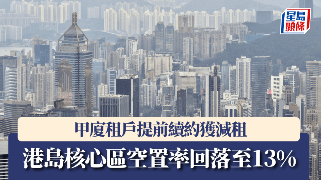 甲廈租戶提前續約獲減租 港島核心區空置率回落至13%