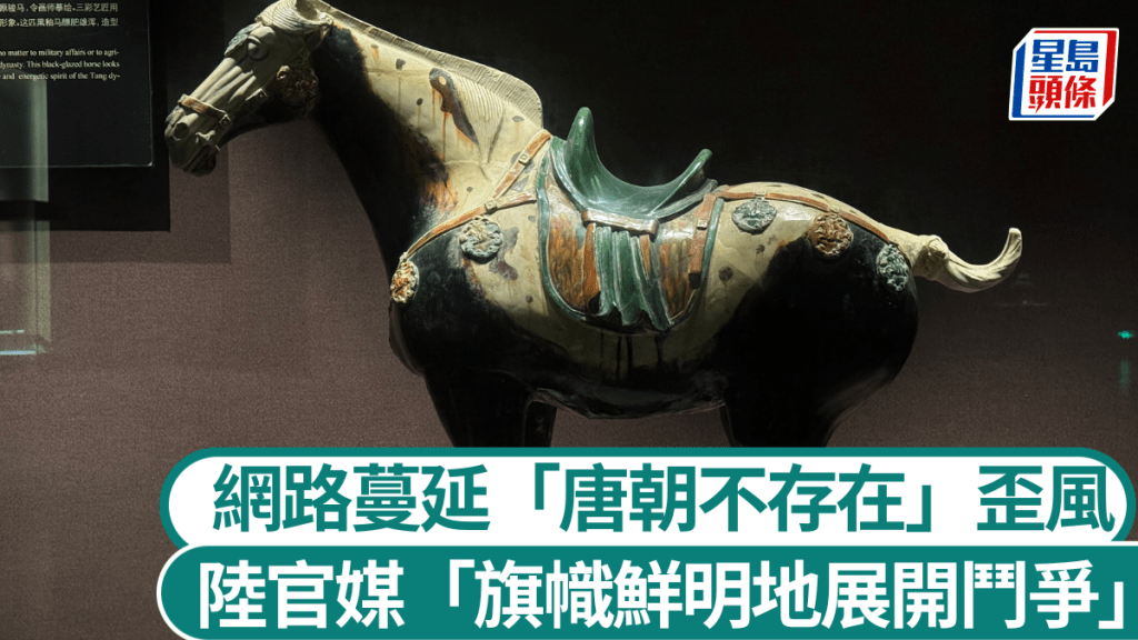 三彩黑釉馬是唐代極其珍貴稀有的低溫釉陶器（唐三彩）。中新社