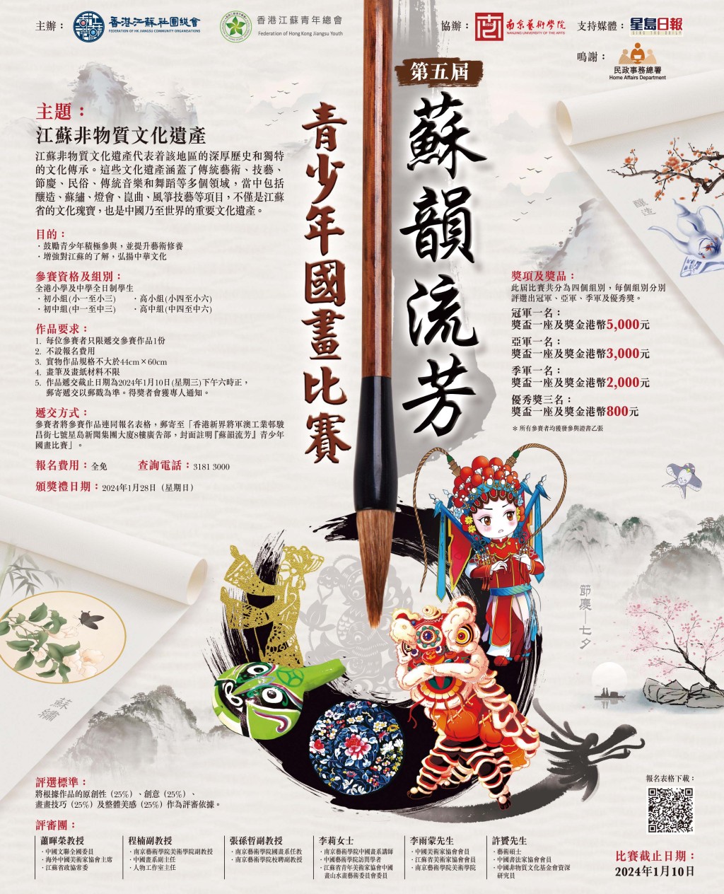 香港江蘇社團總會常務副會長、香港江蘇青年總會會長張玥道出，透過「蘇韻流芳」青少年國畫比賽，可望培養出青少年的藝術修養。