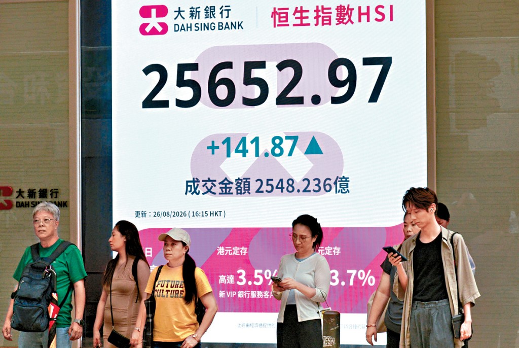 恒指昨日收市報25652點，升141點。