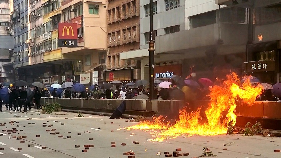 蔡英文指台灣要以港人上街捍衛民主為鏡。資料圖片