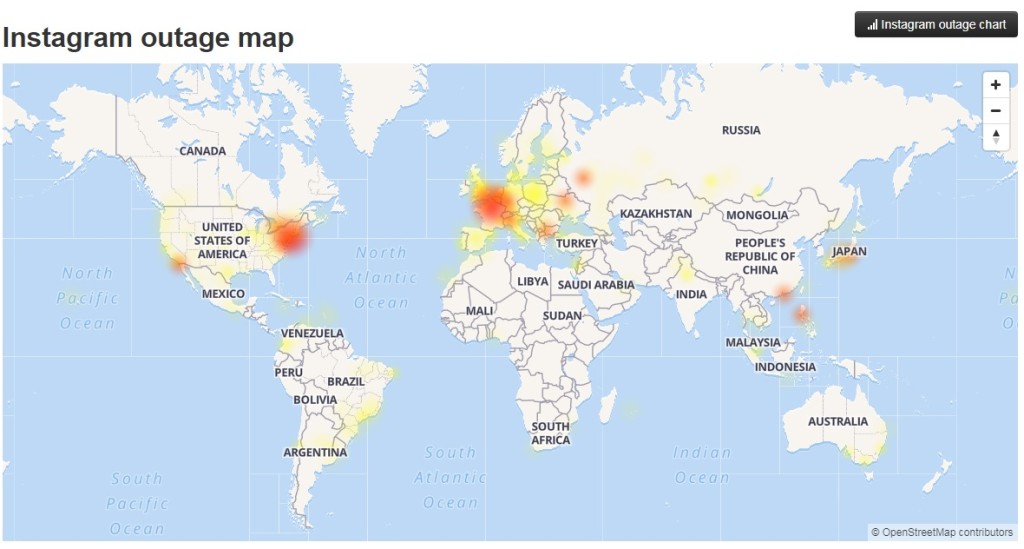 instagram故障分佈地區