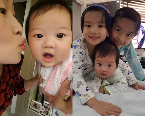 兩女一仔,一家五口好溫馨。