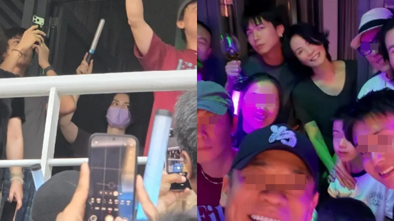 王菲現身謝霆鋒西安演唱會極可愛  揮螢光棒舉止如少女  與俊男貼身合照親密惹熱議
