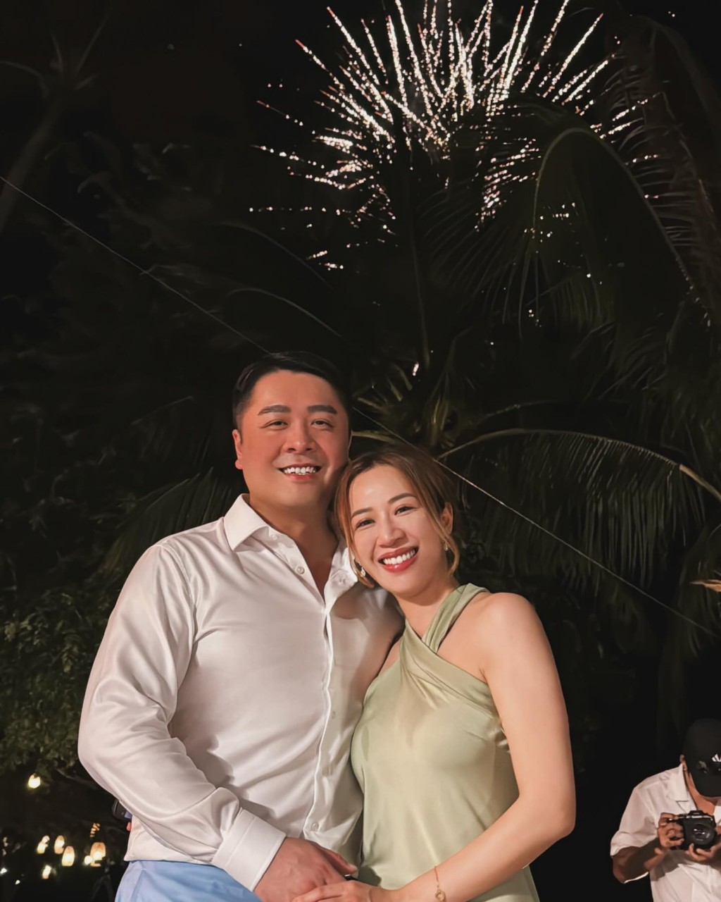 岑杏賢與老公合照。 岑杏賢與老公合照。