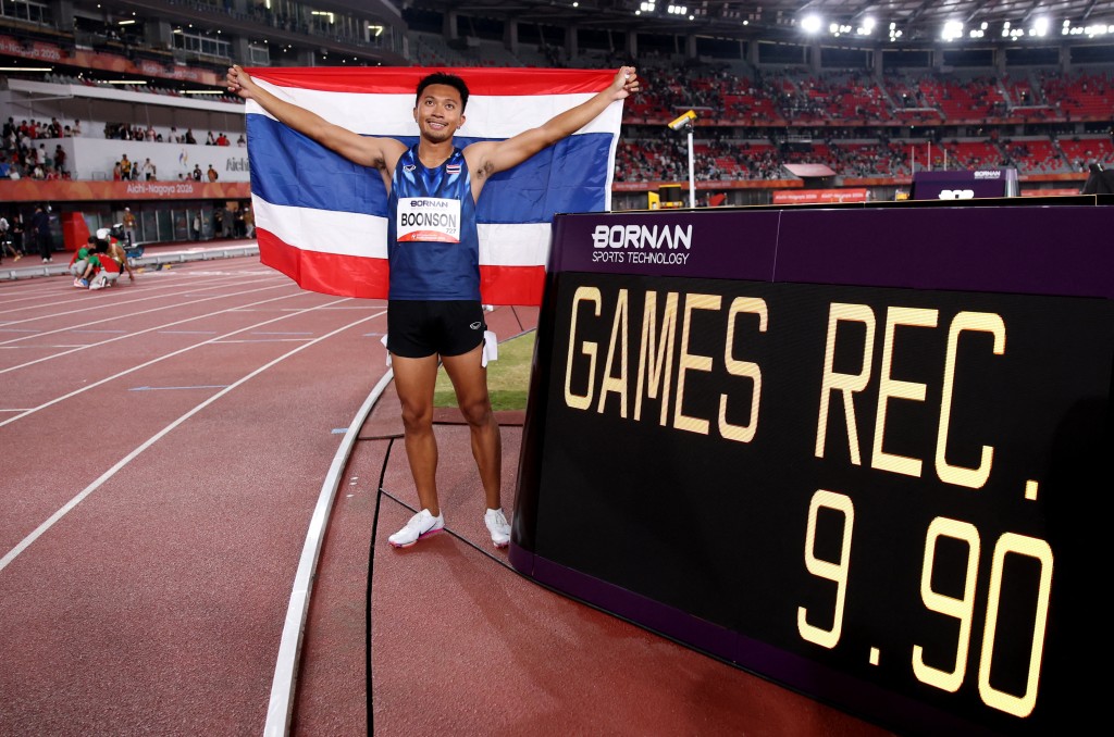 泰國20歲小將邦頌一日兩破男子100米亞運紀錄。路透社