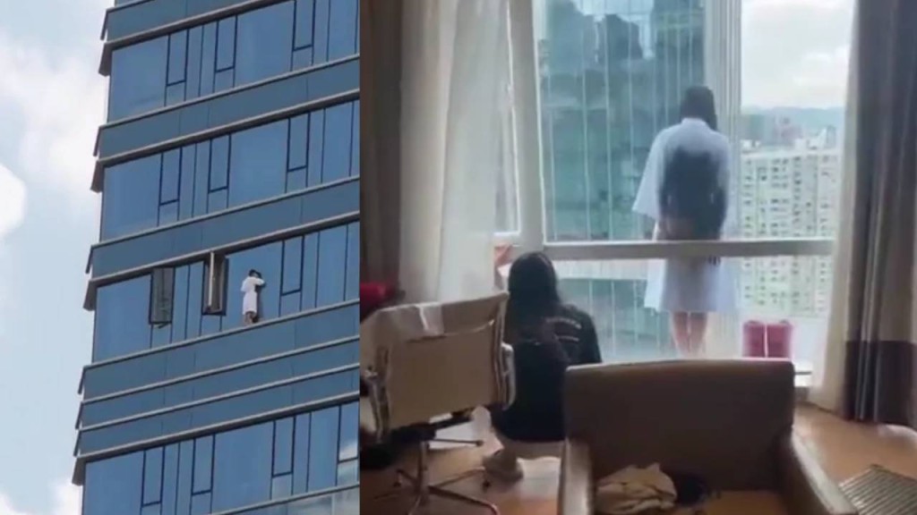 廣州浴袍女危站事件,引起內地網民討論。網圖
