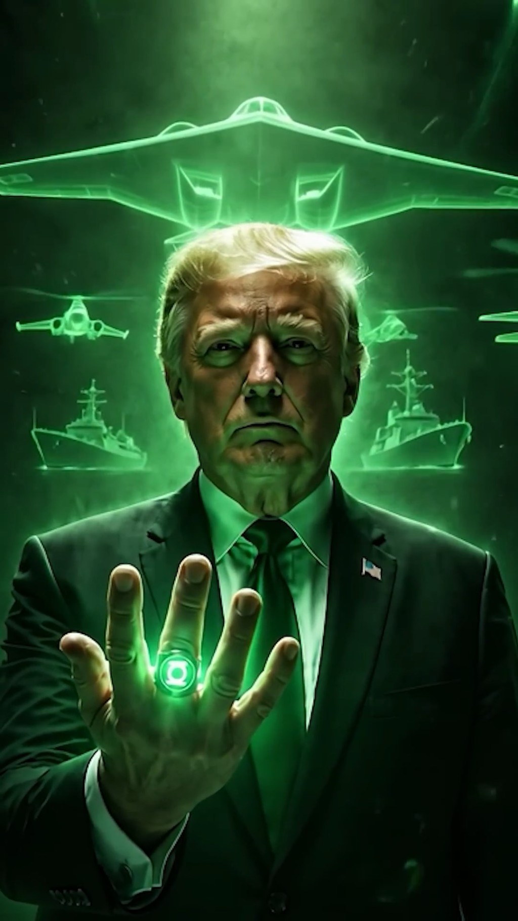 白宮發佈一段特朗普化身「綠燈俠」的AI影片。www.whitehouse.gov