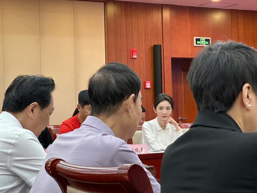 内地女演员杨幂在北京参加中广联合座谈会。