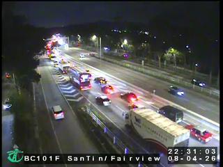 事故期間,新田公路往上水交通繁忙。香港出行易截圖 事故期間,新田公路往上水交通繁忙。香港出行易截圖