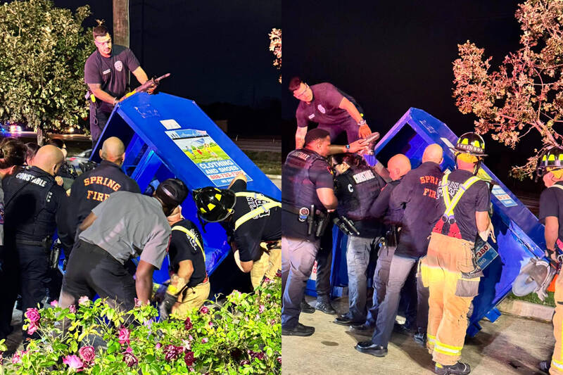 美國德州一名男子受困舊衣回收箱身亡。Mark Herman, Harris County Constable Precinct 4/fb