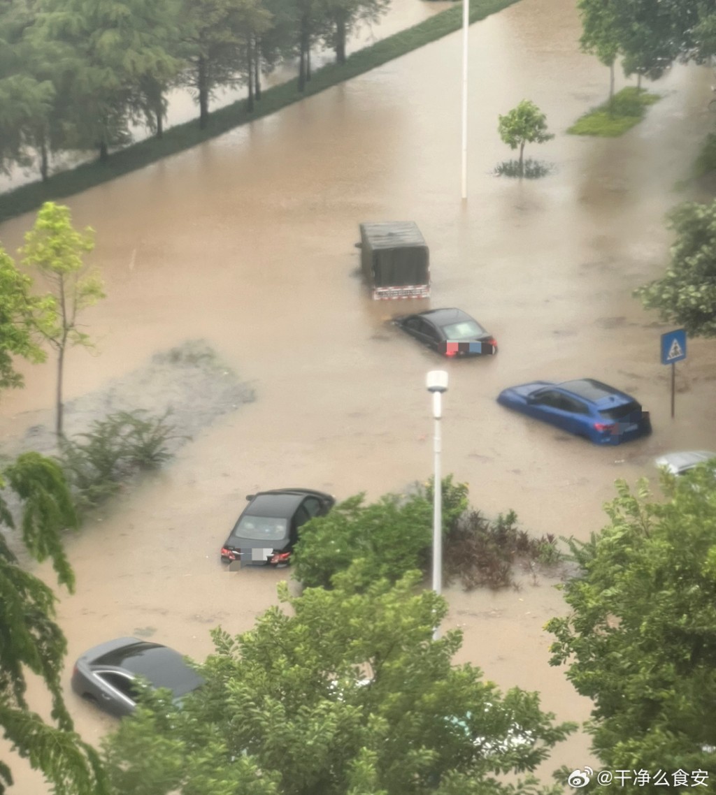 东莞暴雨，多处水浸街。