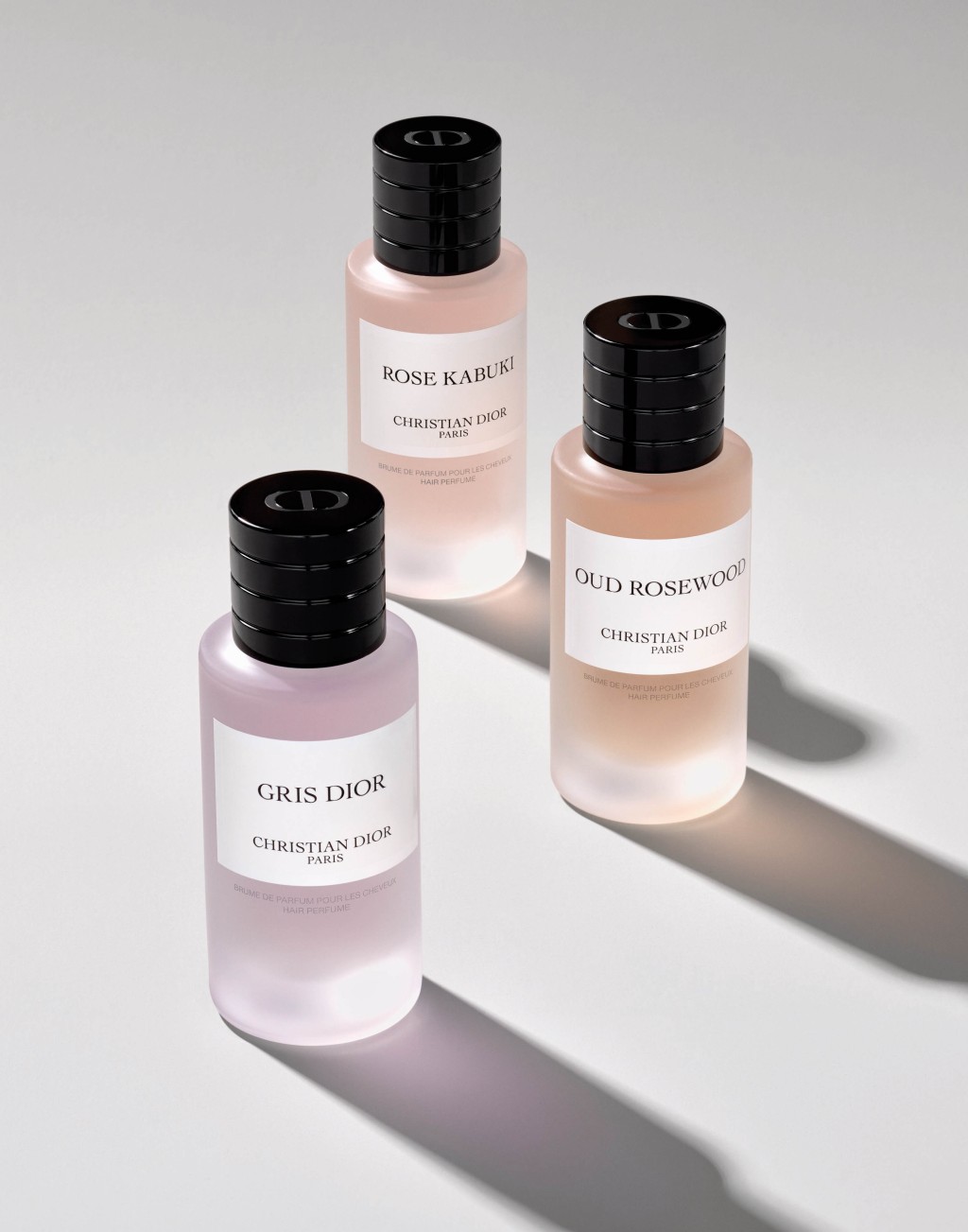 Dior全新LA COLLECTION PRIVÉE香薰美发喷雾系列/各$845/40ml，三款喷雾包括丝柏香调Gris Dior、馥郁辛香Oud Rosewood及花香麝香气息Rose Kabuki。