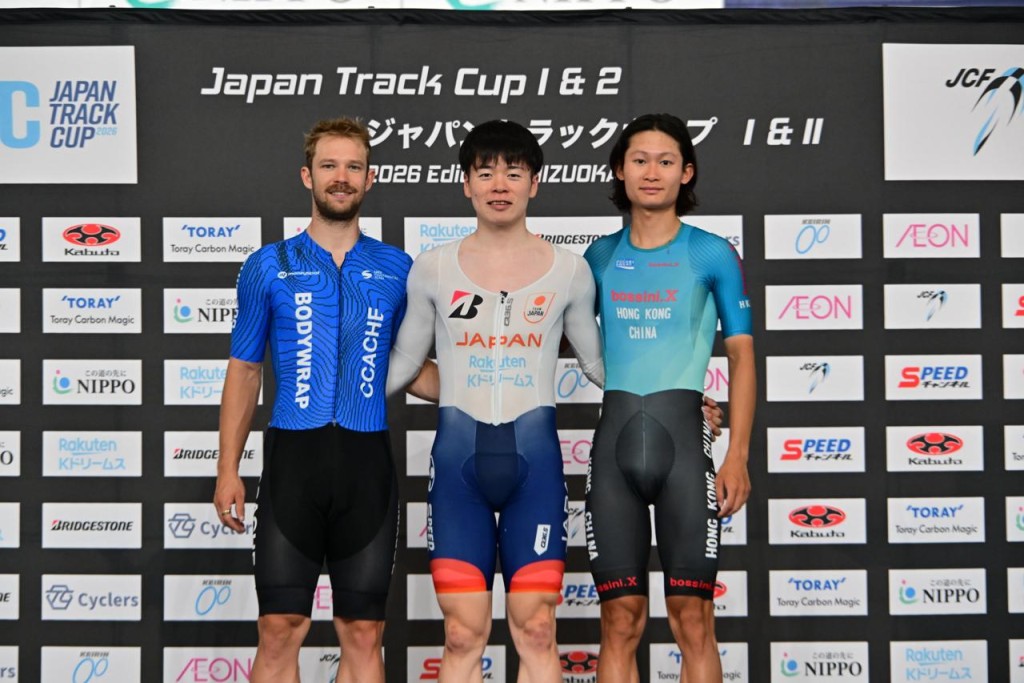 朱浚玮（右）首天夺淘汰赛铜牌。Japan Cycling Federation