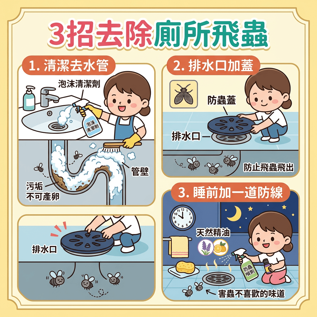 3招去除廁所飛蟲 3招去除廁所飛蟲