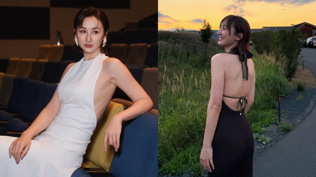 高海寧外遊激罕派福利  大露背晒白滑肌膚  貼身白色小背心「邪惡視角」惹遐想