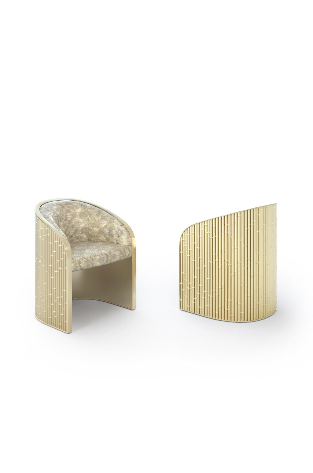 Armani Casa率先預告今年4月會在米蘭家具 展上將發布全新的VIVACE Armchair，流線外 形配以仿竹子的金屬外層，極具大自然氣息。