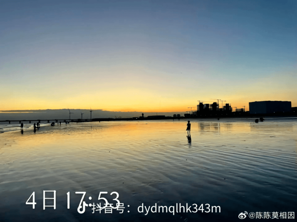 女童的父親指這是他們第一次來上海南匯海灘玩耍。網圖