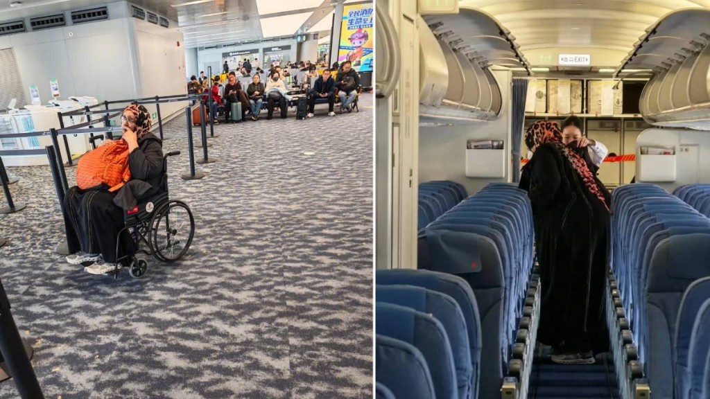 網民發現同一印度女旅客在杭州機場扮傷殘坐輪椅。微博