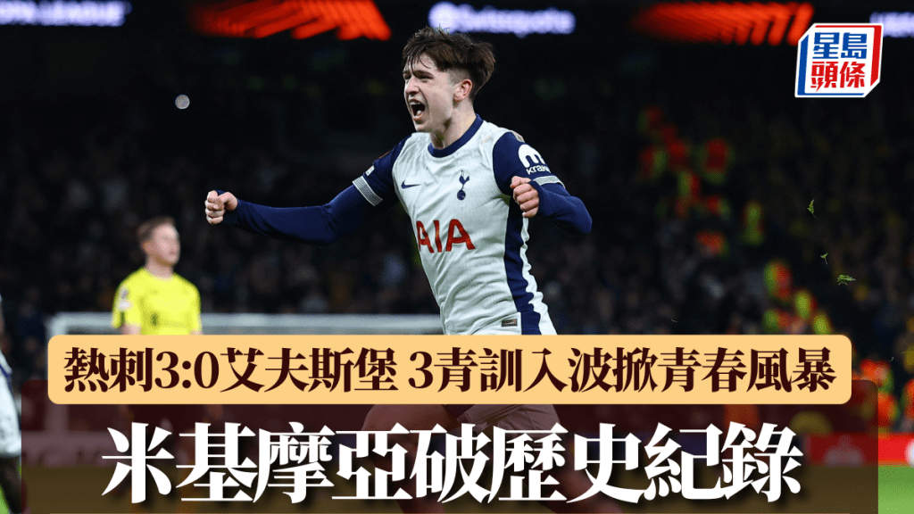 熱刺小將米基摩亞。Reuters