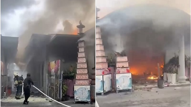 高雄殯儀館「靜思園」火警，現場火勢猛烈。