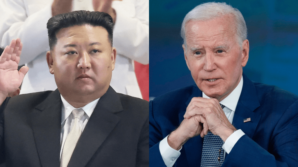 美國總統拜登(右)盼與北韓領導人金正恩會談。 美聯社