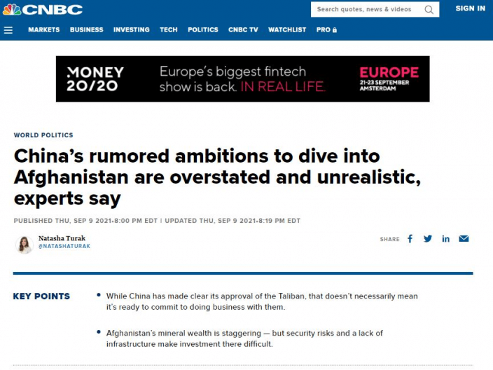 CNBC評論文章。CNBC網站截圖