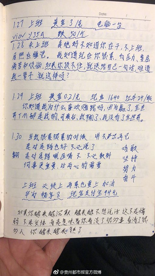 日記內容超「勵志」。網上圖片