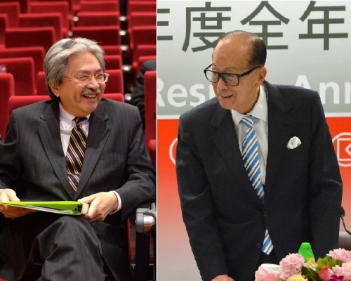 曾俊華(左)表示,李嘉誠(右)是有智慧的人,投票予中央信任的人是正確,