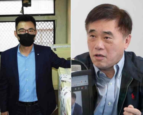 兩名主席候選人江啟臣(左)及郝龍斌(右)分別完成投票。中時