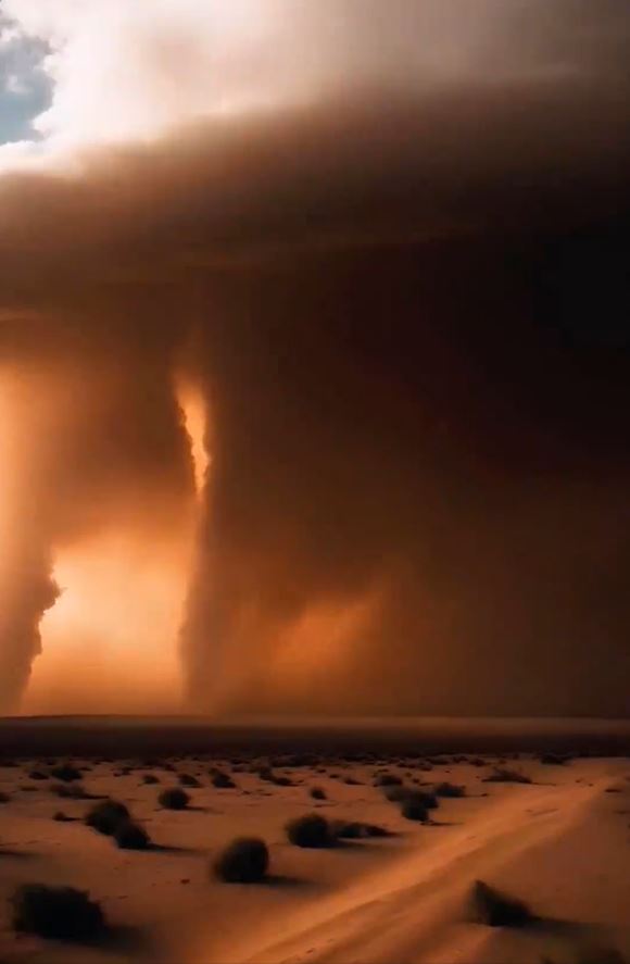 新疆特强沙尘暴。影片截图