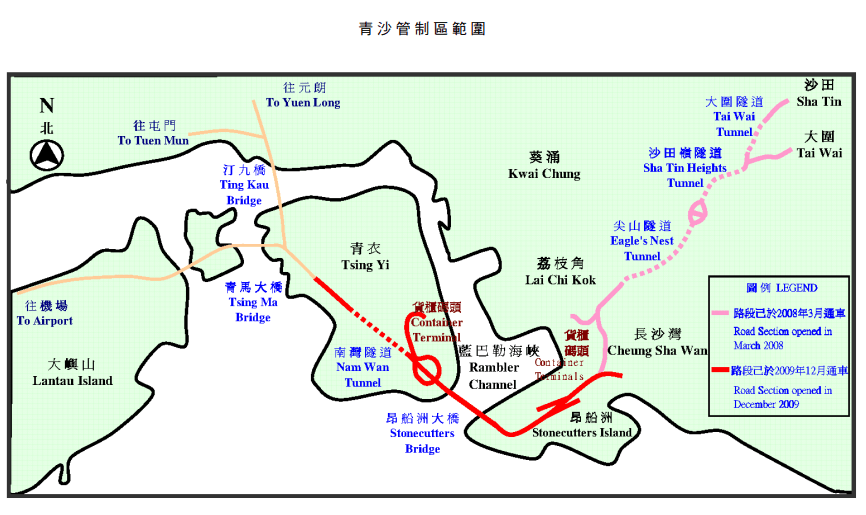 青沙管制區範圍。文件截圖