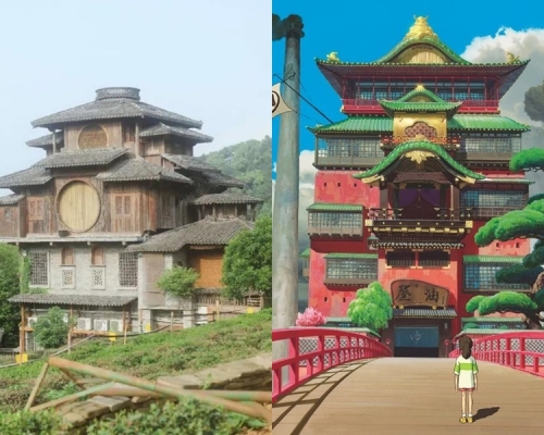 西湖木樓神似「千與千尋」湯屋。網圖