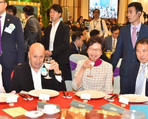 前特首林郑月娥曾于2018年到该酒楼出席民主党党庆活动，当时她捐款3万元。资料图片