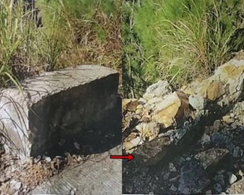 事發現場的路墩被撞毀。網圖