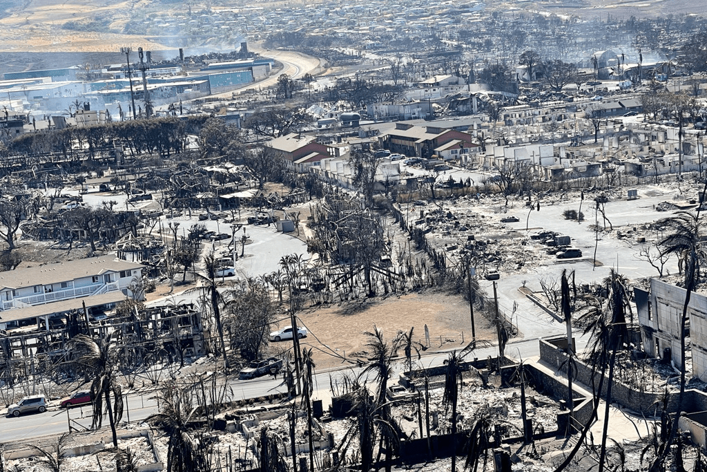 拉海納鎮災後畫面。路透社