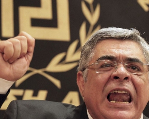 「金色黎明」黨魁米哈洛利亞科斯。　AP