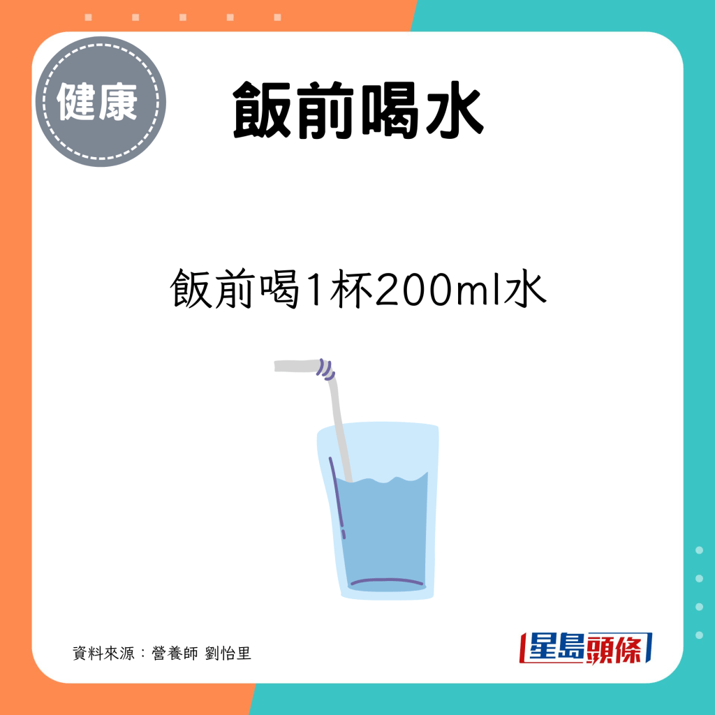 饭前喝1杯200ml水