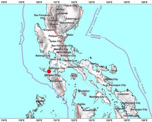菲律賓發生6.7級地震。圖:菲律賓火山地震研究所

