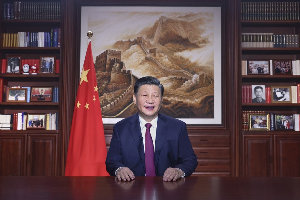 習近平在新年前夕發表了2022年新年賀詞。新華社圖片