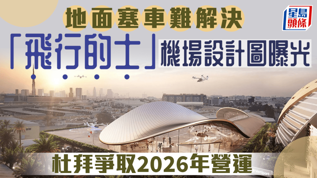 杜拜「飛行的士」機場設計圖曝光。網圖