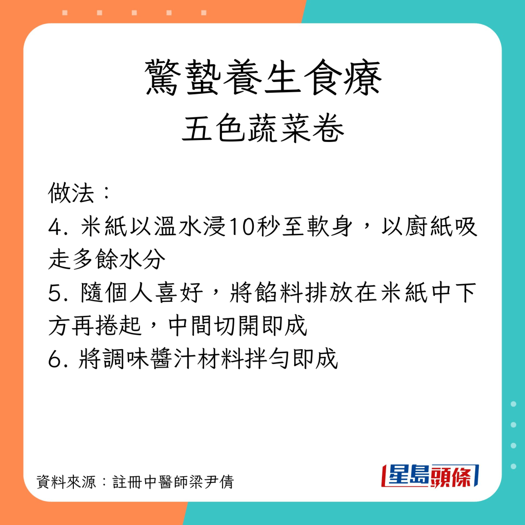 驚蟄養生小食 五色蔬菜卷 做法