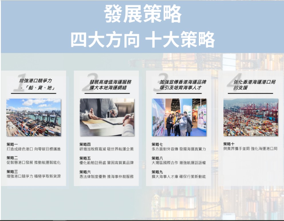 「行动纲领」提出4大方向及10大策略，巩固和提升香港作为国际航运中心的地位。林世雄网志