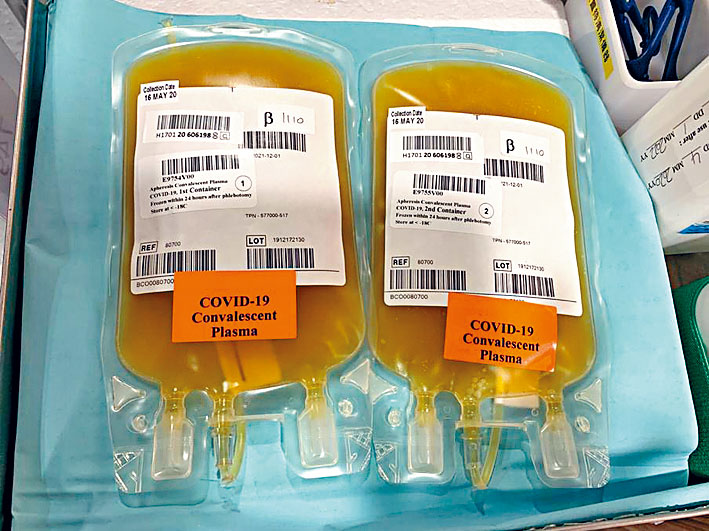 恢復血漿對於治療新冠肺炎重症患者成效顯著。