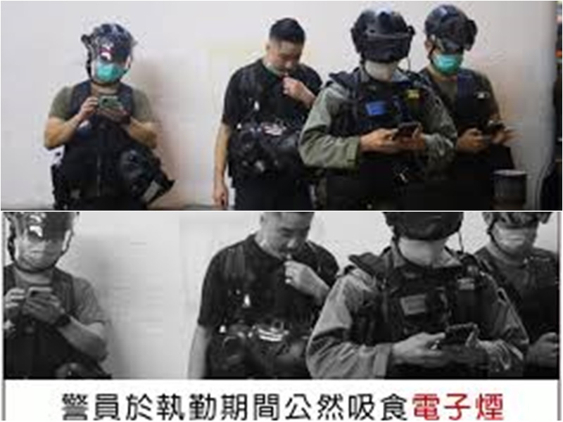 理大學生報編委會昨晚一度報道警員吸食電子煙。網上圖片