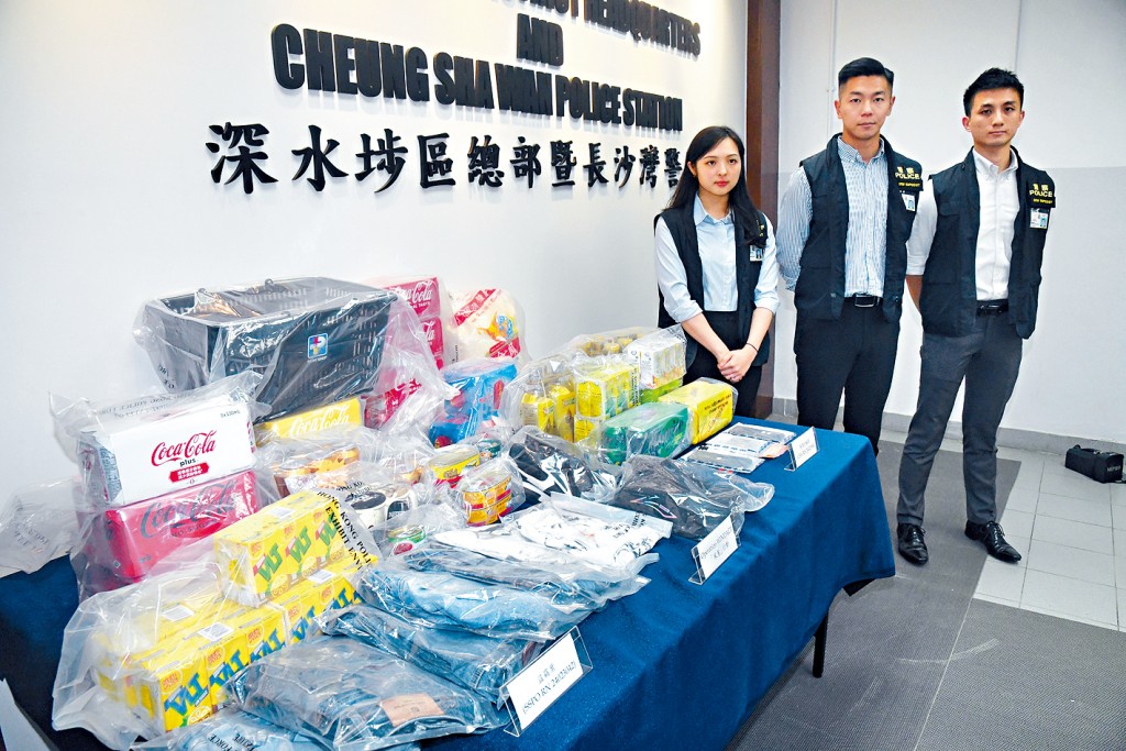 左起:梁蔚琳高級督察、鄭騏鋒總督察及蘇文浩高級督察,講述打擊不法「搵快錢」行動詳情。
