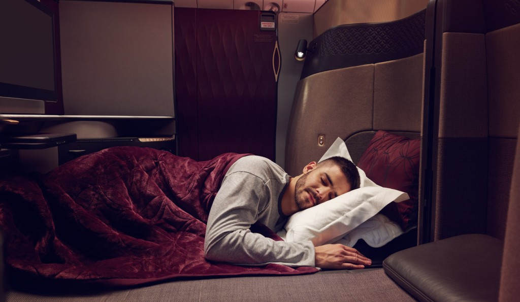 「Q-suite」設有雙人床及良好空間規劃。Qatar Airways